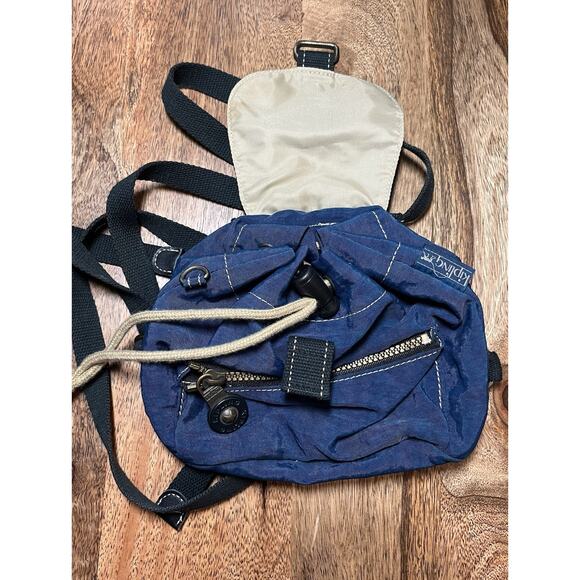 Kipling Nylon Drawstring Small Backpack 2 Zippers Front & Interior Pockets Blue main image 7